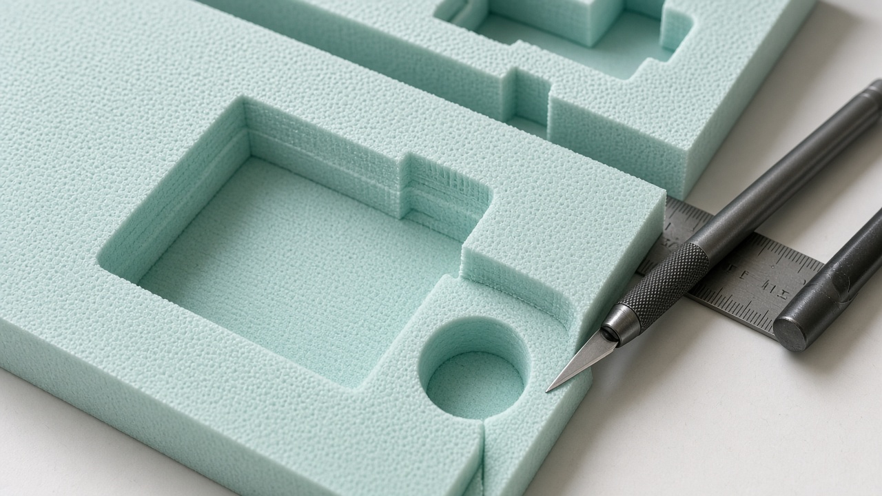 Pale cyan archival foam with nested cavities for a frame